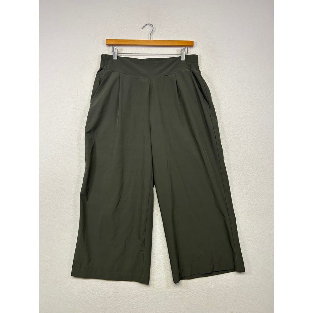 Quince Sustainable Gorpcore Women L Olive Green Wide Leg Culotte Crop Pants